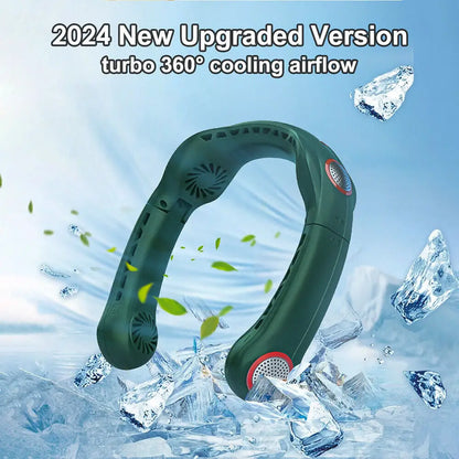 12000Mah Portable Hands Free 4 Turbo Hanging Neck Fan USB Rechargeable