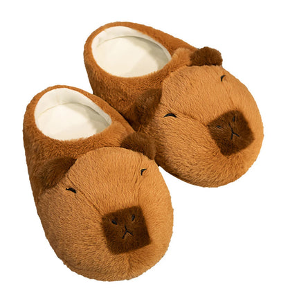 Women Capybara House Slippers Anti-Skid Capybara Animal Slippers Soft Flat Thermal Slippers Comfortable Outdoor Winter Slippers