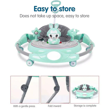 6-18 Months Stroller Adjustable Baby Walker Folding Feeding Tray Music Lights UK