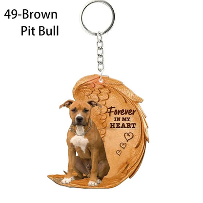 1 Piece 23 Style Dog Forever In My Heart  Angel Pendant Bag Key Chains Car Keychain Keyring  Pet Jewelry Gift For Women Girls