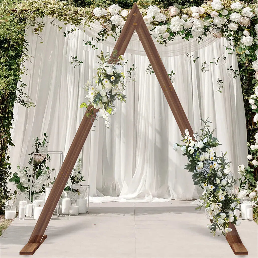 10.2FT Tall Rustic Triangle Wedding Arch Thicken Wooden Backdrop Stand Frame for Garden Wedding Ceremony Decorations