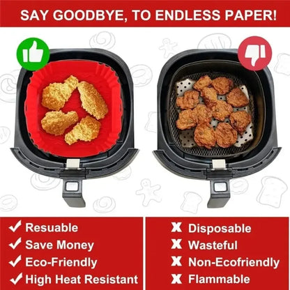 1PC Reusable Airfryer Pan Liner Accessories Silicone Air Fryers Oven Baking Tray Pizza Fried Chicken Airfryer Silicone Basket