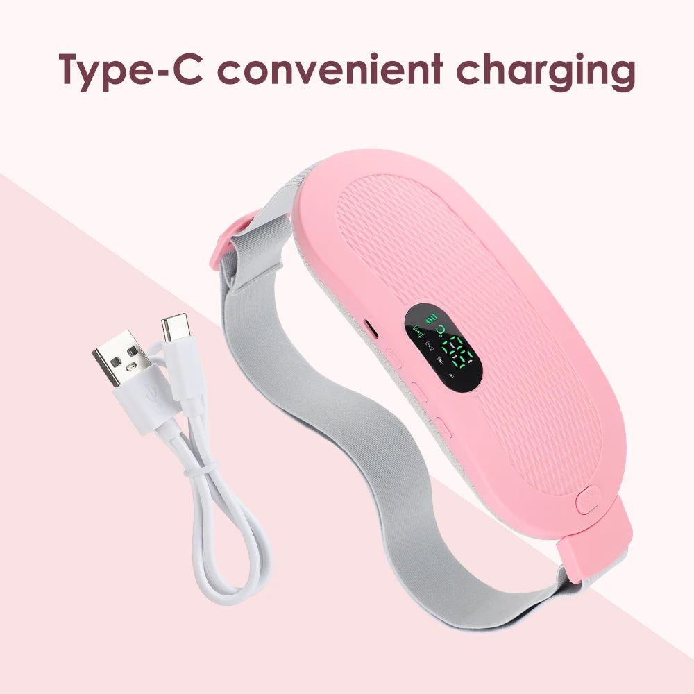 Rechargeable Electric Abdominal Massager 4 Modes Vibration Kneading Waist Massage Belt For Lumbar Belly Uterus Warm Belt