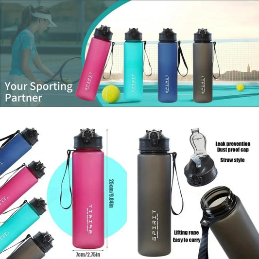 750ML Portable Water Bottle Motivational Sports Water bottle with Time Marker Leak-proof Cup for Outdoor Sport Fitness BPA Free