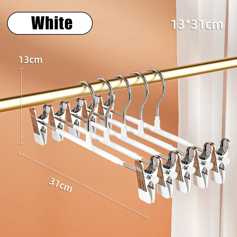 5-10pcs Clothes Rack With Adjustable Clip Anti-Slip Metal Windproof Clothes Hanger Pants Jacket Skirt Clip Closet organizer