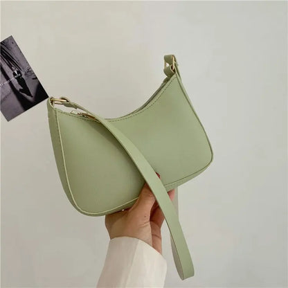 Women's Bag 2022 Trend Handbags Female Handbags Retro Solid Color PU Leather Shoulder Underarm Bag Ladies Shopper Hobos Bag