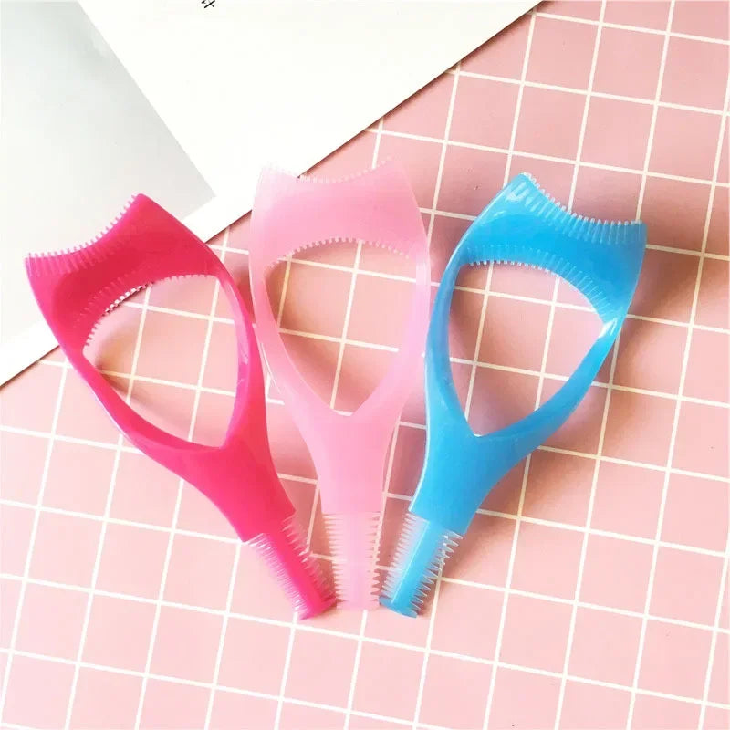 3 In 1 Eyelash Tools Makeup Mascara Shield Guard Curler Applicator Comb Guide Card Makeup Tool  3 Colors Beauty Cosmetic Tool