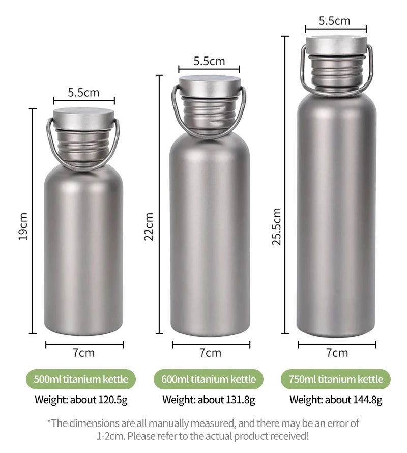 600ml 750ml Titanium Water Bottle Outdoor Camping Supplies Tourism Sports Cycling Hiking Camping Water Bottle