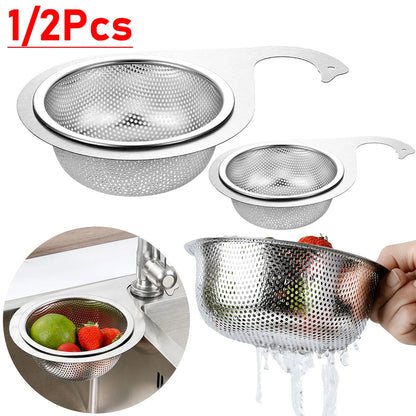 1/2Pcs Stainless Steel Swan Sink Strainer Basket Removable Storage Drainage Basket Goosehead Hanging Wet Dry Drainage Racks