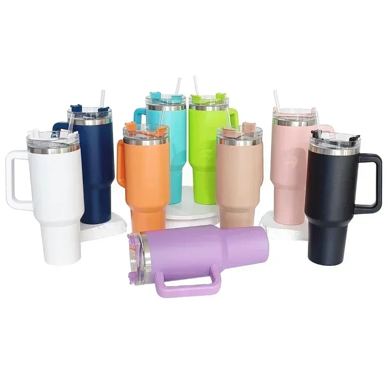 40oz Mug Tumbler With Handle Insulated Stainless Steel Coffee Tumbler With Lids Straw Tumbler Termos Cup for Travel Thermal Mug