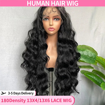 180 Density Body Wave 13x6 Lace Frontal Wig Human Hair 30 32 Inch 13x4 Lace Front Human Hair Wig Wet And Wavy For Women Bling