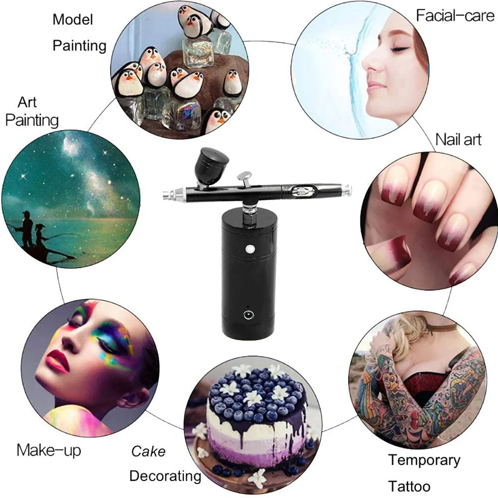 Rechargeable USB Airbrush Kit Portable Airbrush Compressor Spray Pump Handheld Airbrush Gun for FX Makeup Tattoo Painting