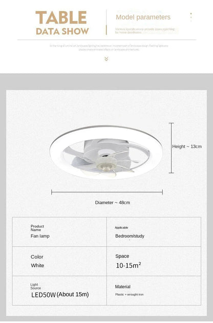 New Ceiling Fan Light Living Room Bedroom Modern and Simple Home Intelligent Remote Control Restaurant LED Fan Light