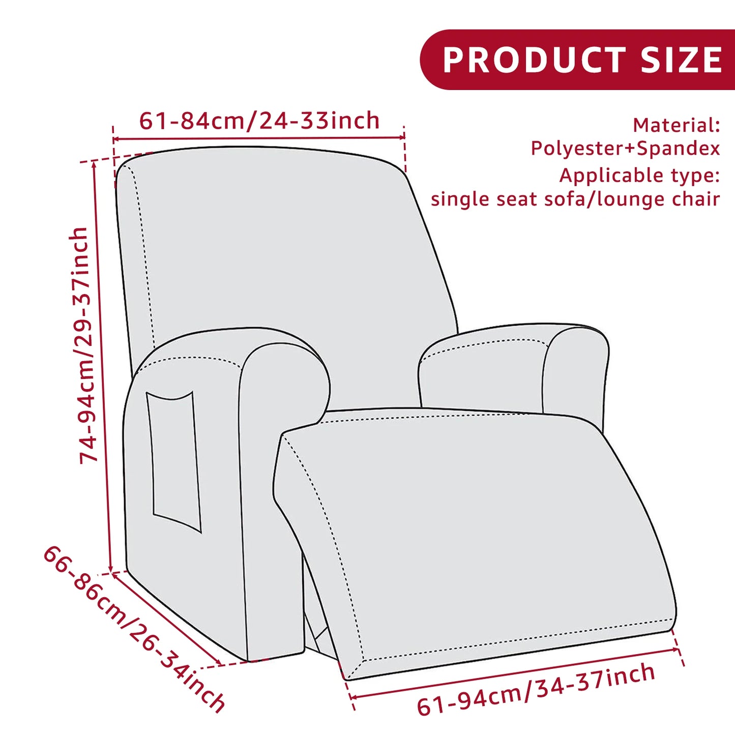 Recliner Chair Cover, Stretch Recliner Covers for Recliner Chair Soft Reclining Chair Slipcover Furniture Protector for Dogs Cat