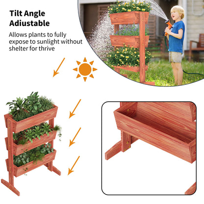 Wooden Vertical Raised Garden Bed, Vegetable Planter Box, Grow Vegetable Flower, Outdoor and Indoor, 3 Tier