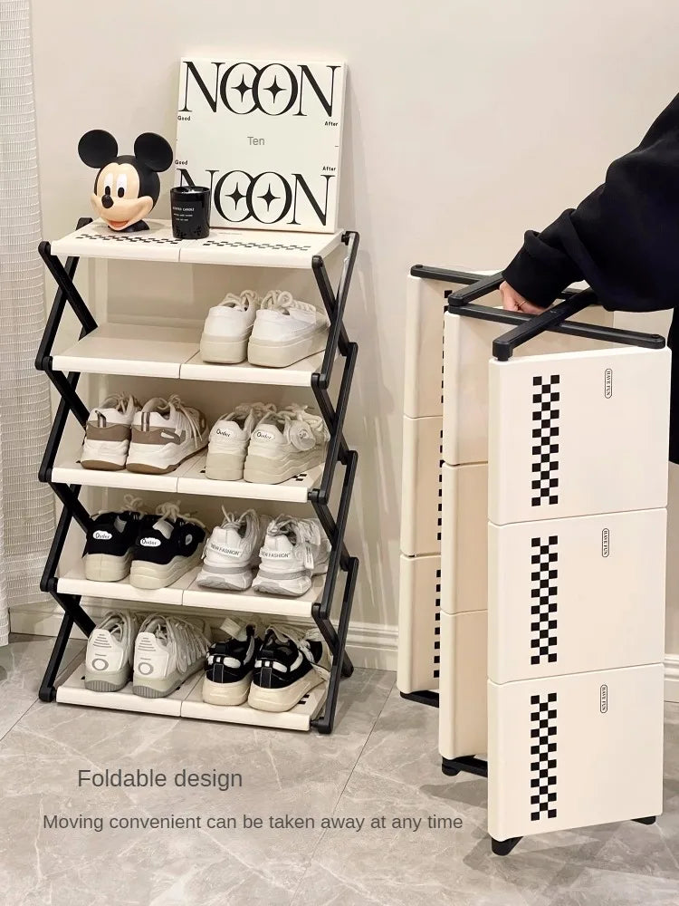 Simple Shoe Cabinet Multi-layer Folding Shoe Storage Device Home Organization And Storage Shelf