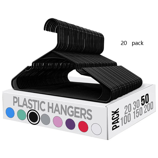 20-piece plastic hangers for closet coats and shirts, space-saving, standard everyday use, room essentials and basics