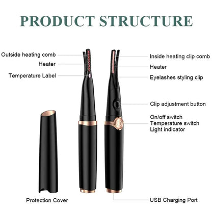 Naturally Curled Electric Eyelash Curler Intelligent Temperature Control Styling Make Up Eyelashes Curl Lasting Lash Curler Tool