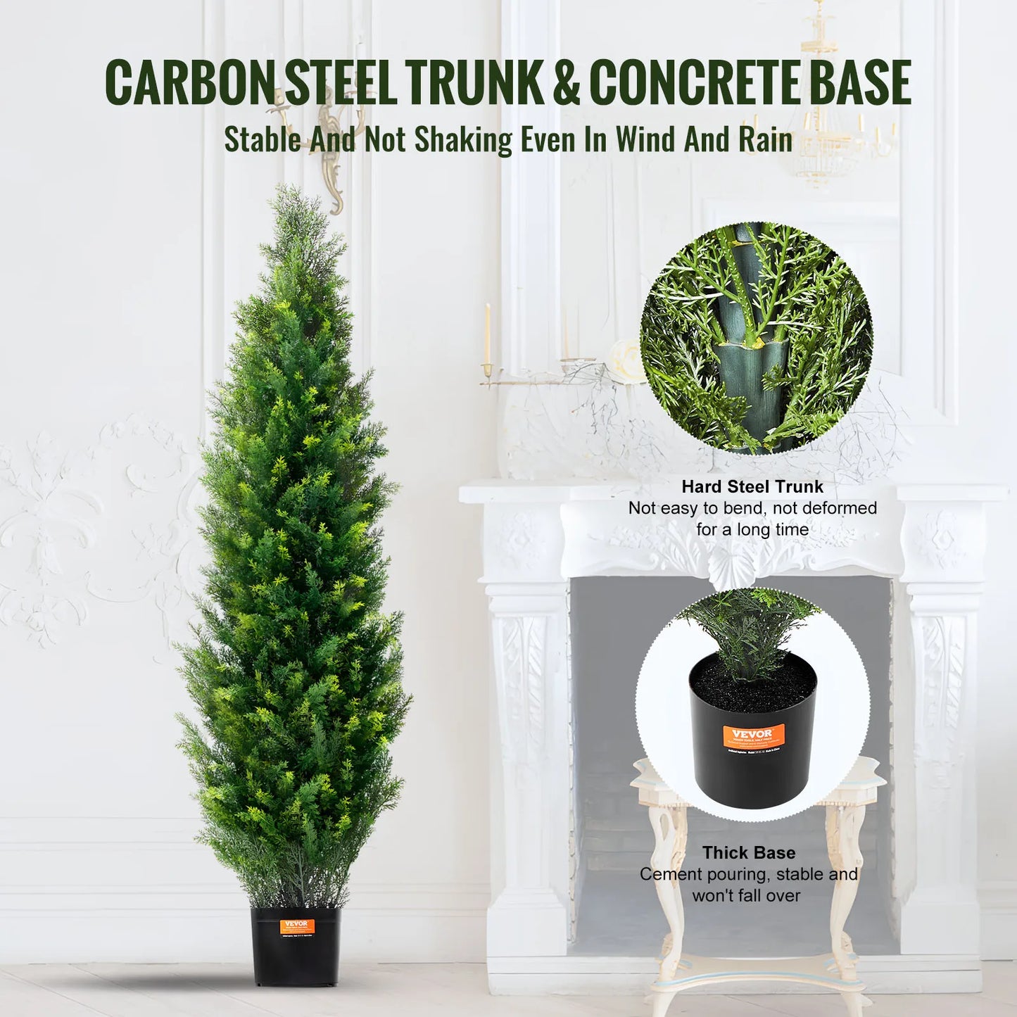 VEVOR Artificial Cedar Topiary Tree Evergreen Fake Pine Cypress Trees Plant Artificial Greenery Set for Home Decor IndoorOutdoor