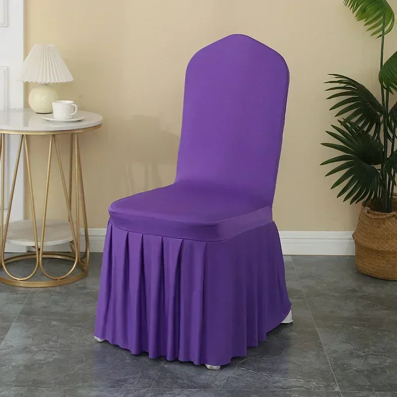 5/10/50/100pcs Pleated skirt Spandex Chair Cover Hotel Banquet Party Events Wedding Decoration Dining Room Seat Protector Covers