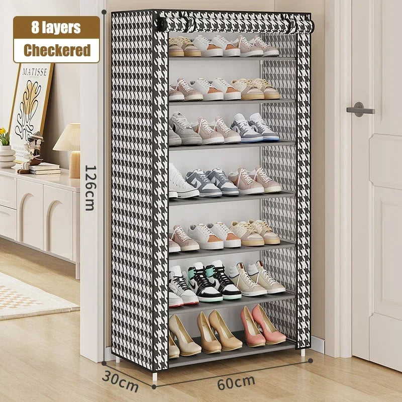 Shoe Cabinet Dustproof Fabric Multifunctional Storage Shoe Rack Moisture-proof Elevated Design Large Capacity Shoe Rack Cabinet