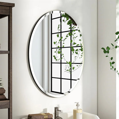 50/60 Length Oval Frameless Bathroom Mirror with Beveled Edge High Definition Vanity Mirror for Living Room Entryway