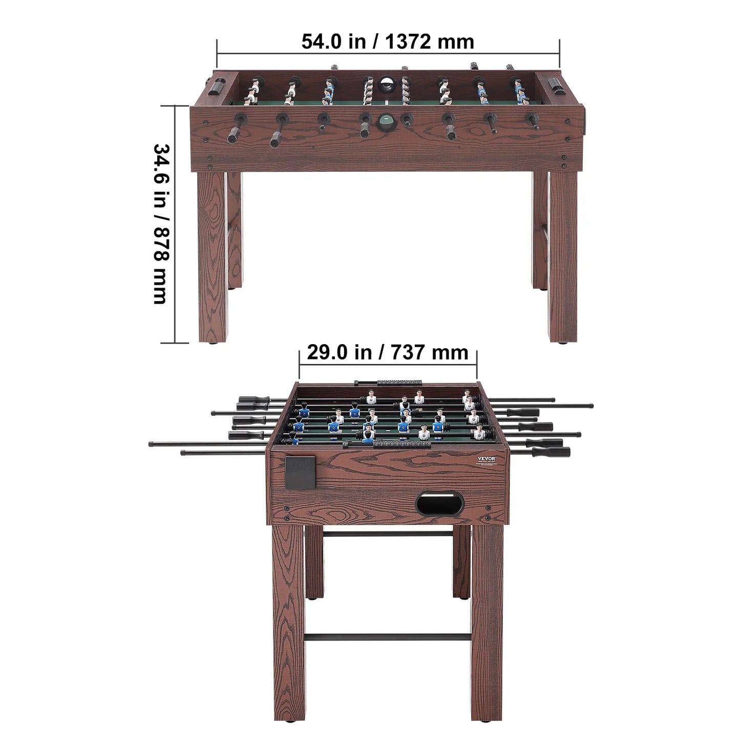 VEVOR Foosball Table Indoor Full Size Foosball Table for Family Soccer with Foosball Table Set Include 4 Balls and 2 Cup Holders