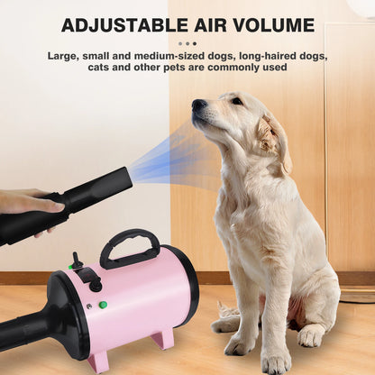 2800W Pet Dog Cat Grooming Hair Dryer Hairdryer Blaster Blower Low Noise Washer Heater with 2.5M Hose 3 Different Nozzles