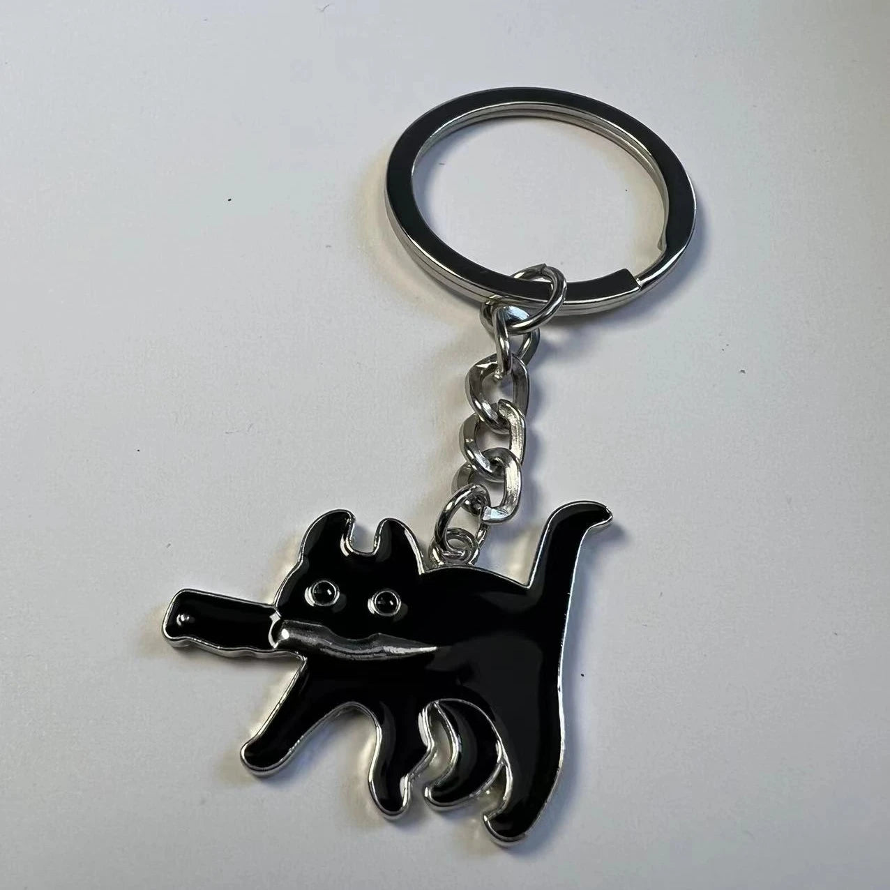 1PC Black Cat Keychain  Cute Kawaii keyRing