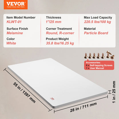 VEVOR Table Top 220.5 lbs Load Capacity Particle Board for Height Adjustable Electric Standing Desk Frame for Home and Office