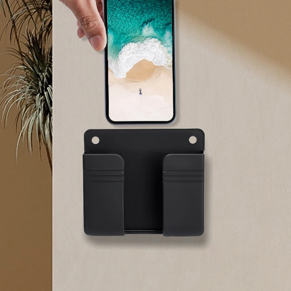 1-4pcs Wall Mounted Storage Box Multifunction Punch Free Organizer TV Remote Control DIY Mobile Phone Plug Charging Holder Stand