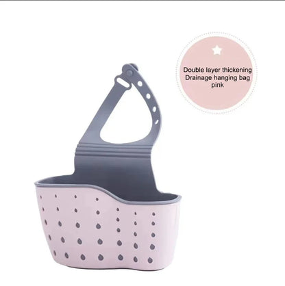 1Pc Sky Blue Creative Sink Storage And Drainage Rack Hanging Bag Kitchen Faucet Adjustable Storage And Hanging Basket