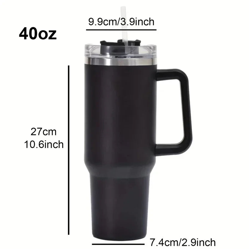 1200ML 304 Stainless Steel Insulated Water Bottle Hot Coffee Car Cup Hot And Cold Mug Thermos Bottle With Handle Straw Sports Av