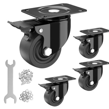 2.5"/3" Caster Wheels Set of 4, Heavy Duty Casters with Brake, No Noise Locking Polyurethane (PU) Wheels