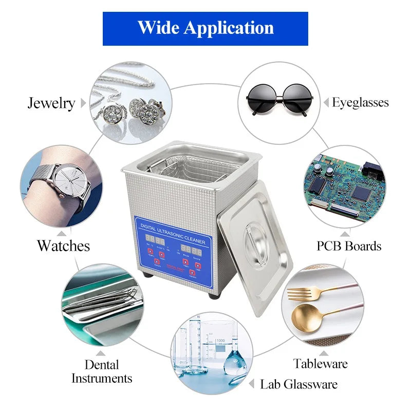 0.8L 1.3L Digital Ultra sonic Cleaning Machine Home Watch Ultrasound Cleaner Bath Toys Washer for Jewelry Rings Dental Glasses