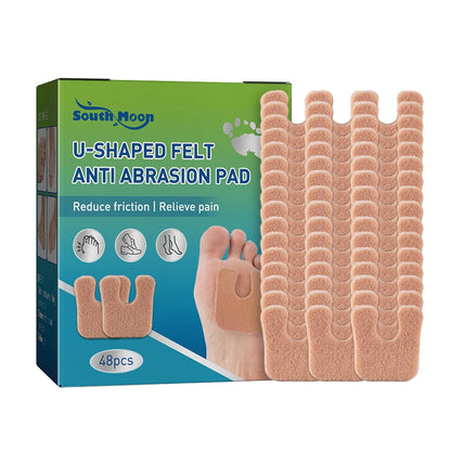 48pcs Anti-Callus Foot Cushion Soft Comfortable U-Shaped Felt Callus Pads Friction Reduction Pain Pressure Relief Foot Care