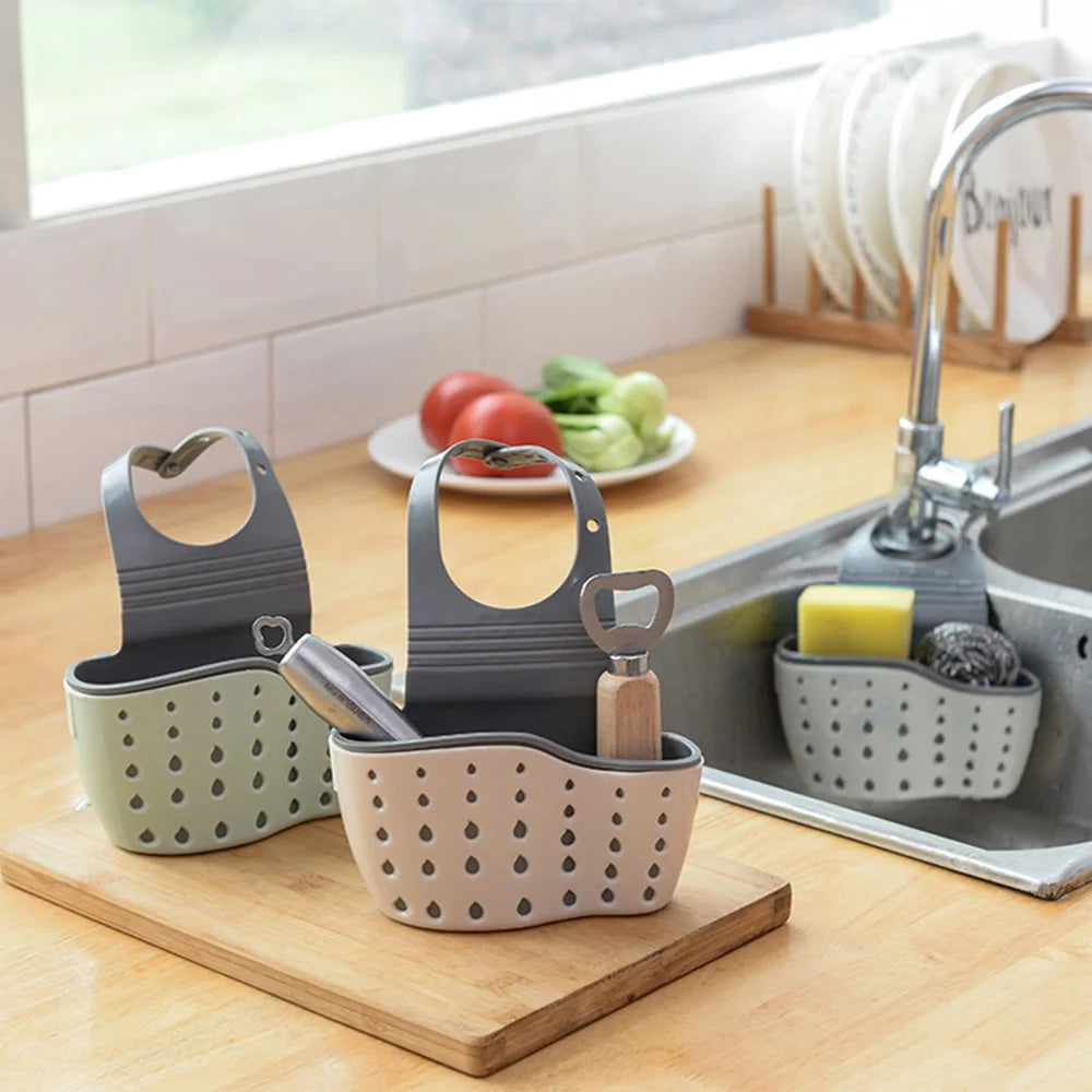 1 Pcs Kitchen Basket Sink Drain Rack Strainer Bathroom Storage Container Kitchen Sink Sponge Storage Hanging Organizer