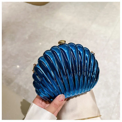 2024 Women Silver Gold Shell Bag Cute Acrylic Evening Clutch Bag With Strap For Wedding Party Small Purses Designer Handbags