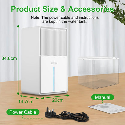 3.0L Dehumidifier Portable Large for Home, Quiet Air Dryer for Mould, Moisture, and Damp Control, Ideal for Bedrooms, Basements