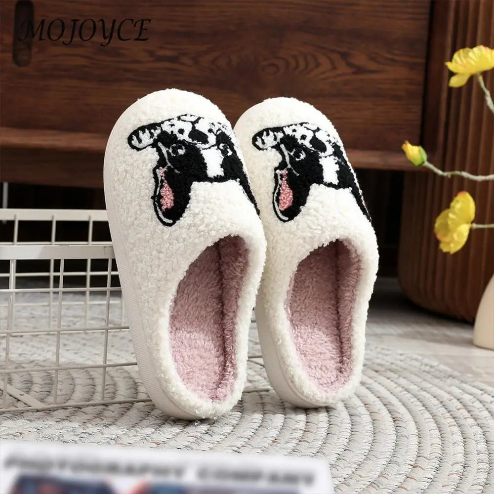 Plush Bulldog Slippers Soft Cloud Slippers Non-Slip Fluffy Dog Slippers Comfortable Warm Couple Slippers for Bedroom Indoor