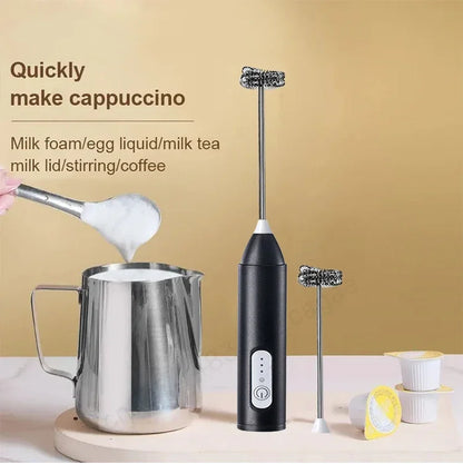 Wireless Milk Frother Electric Type-C Blender Handheld Stainless Steel Mini Coffee Maker Whisk Mixer For Coffee Cappuccino Cream