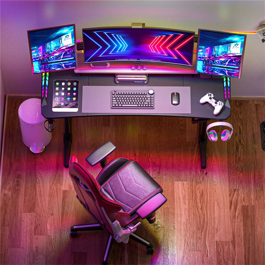 RGB Ergonomic Office Desk, Lift Table, Standing Workstation with Holder, Adjustable Height, Computer Desk, 160cm