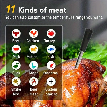 1pc rechargeable meat thermometer with Bluetooth precise cooking temperature probe is suitable for barbecue, oven and barbecue