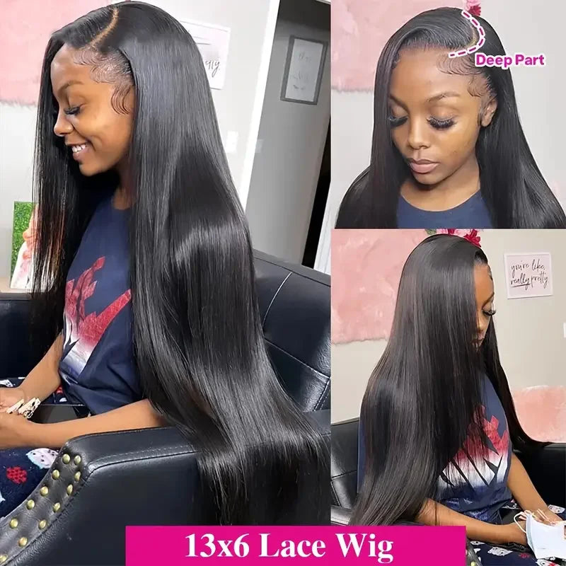 13x4 13x6 HD Lace Front Human Hair Wigs Straight 180% Density Transparent Lace Frontal Wigs Pre Plucked 4x4 Lace Closure Wig