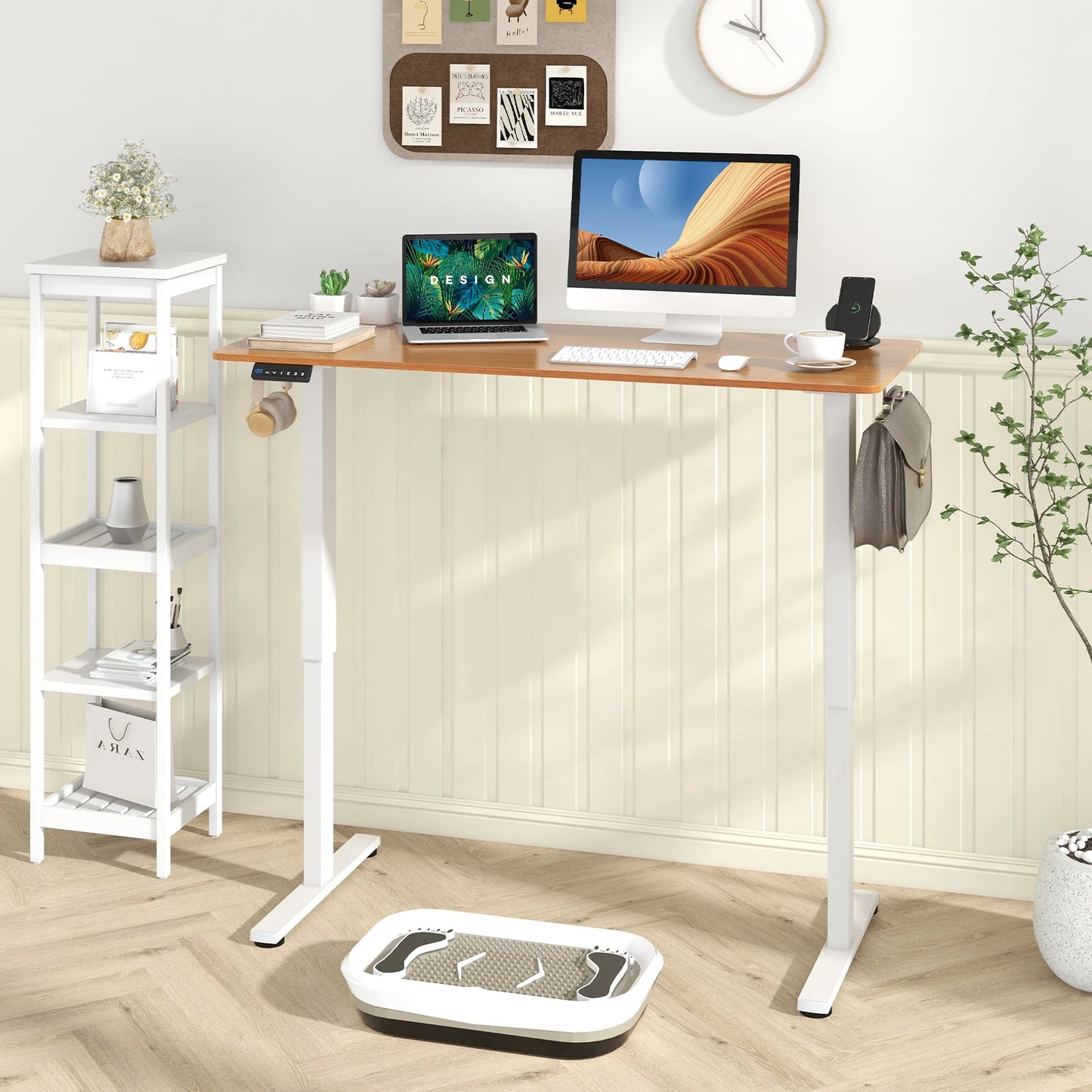 GOFLAME Electric Standing Desk, Sit Stand Home Office Desk with 3 Memory Height Settings, Height Adjustable Computer Desk