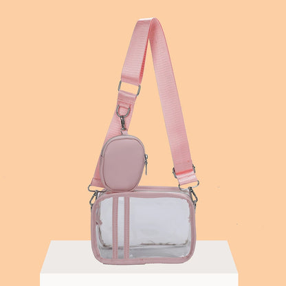 Transparent PVC Ladies Handbags Stadium Approved Small Clear Phone Bag Fashion Casual Waterproof Adjustable Strap with Small Bag