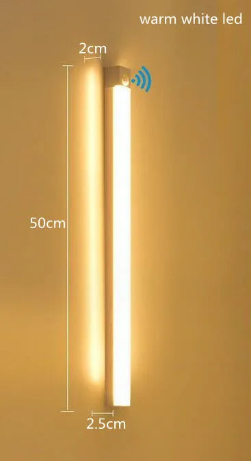 Smart led body sensor light wireless magnetic night light long rechargeable self adhesive closet cabinet light bar Motion sensor