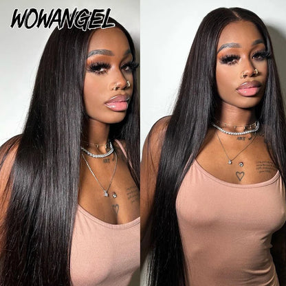 Wow Angel Skinlike Glueless Wigs 13x6 HD Lace Front Wigs Melt Skins 250% Straight Hair Pre Plucked Human Hair Wigs For Woman