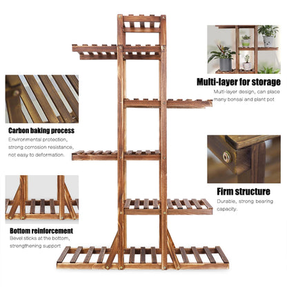 Reinforced Wood Plant Stand, Corner Shelf, Flower Rack, Garden Home, 52 "Tall, 6 Tier