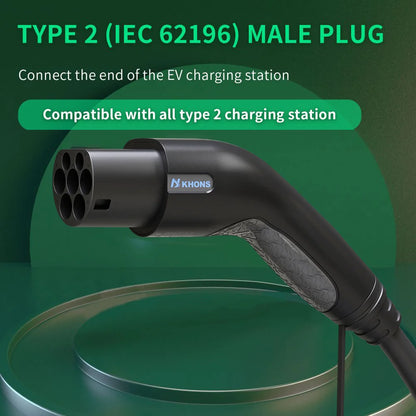 Khons Type2 To Type2 Ev Charging Cable  3Phase 32A Female To Male Plug 5M Cable 22kw IEC62196-2  EVES Charging Stations